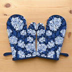 Dark Blue Hydrangea Oven Mitts (Set of 2)