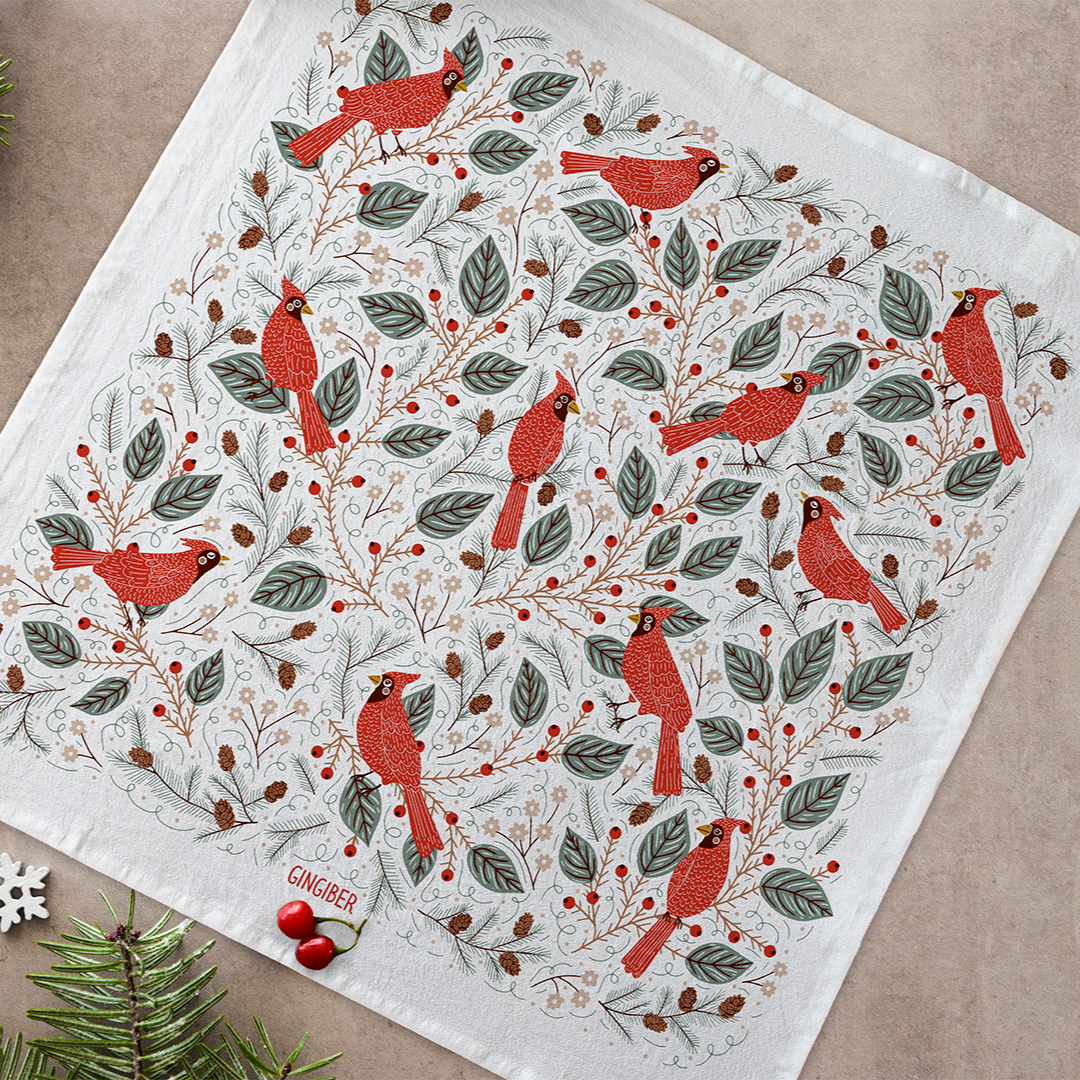 Limited Time Evergreen Cardinal Tea Towel