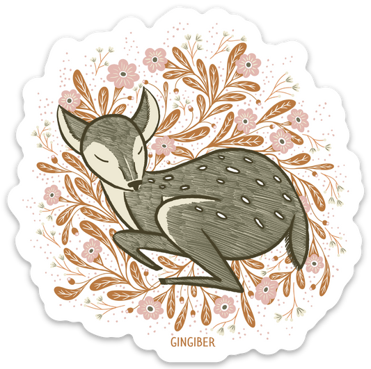 Deer in Flowers Sticker
