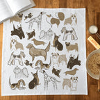 tea towel with illustrated dogs