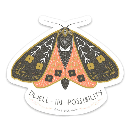 Dwell In Possibility Moth Sticker - Gingiber