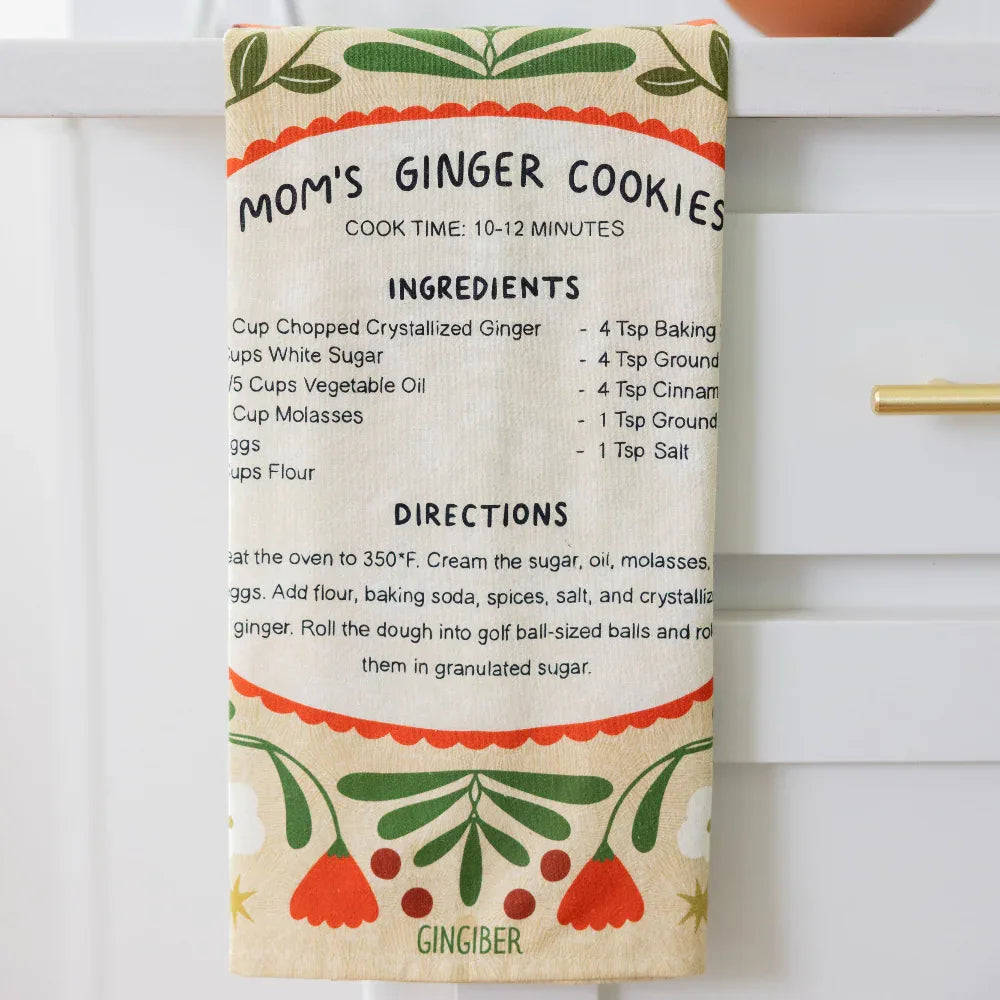 Ginger Cookies Recipe Tea Towel - Gingiber