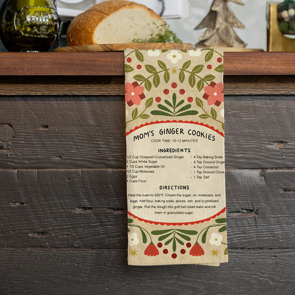 Ginger Cookies Recipe Tea Towel - Gingiber