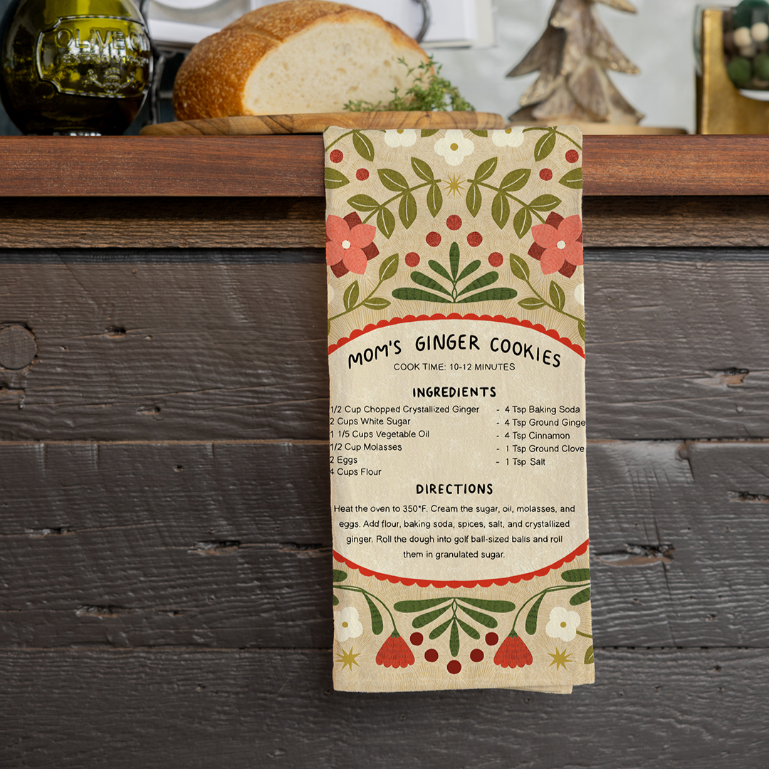 Ginger Cookies Recipe Tea Towel
