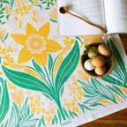 Multicolor illustrated floral tea towel