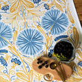 Multicolor illustrated floral tea towel