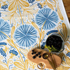 Multicolor illustrated floral tea towel