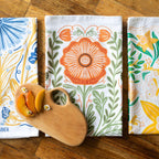 Multicolor illustrated floral tea towel