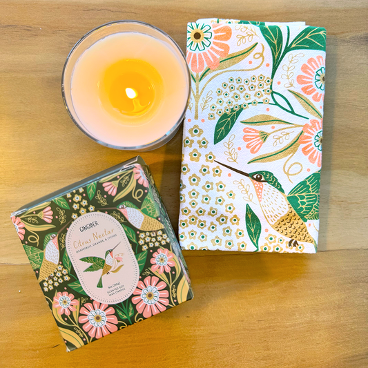 Hummingbird Candle & Tea Towel Bundle