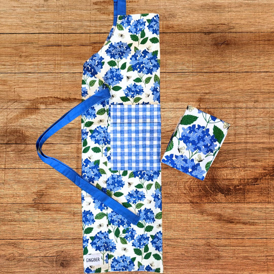 Hydrangea Apron and Tea Towel Gift Set