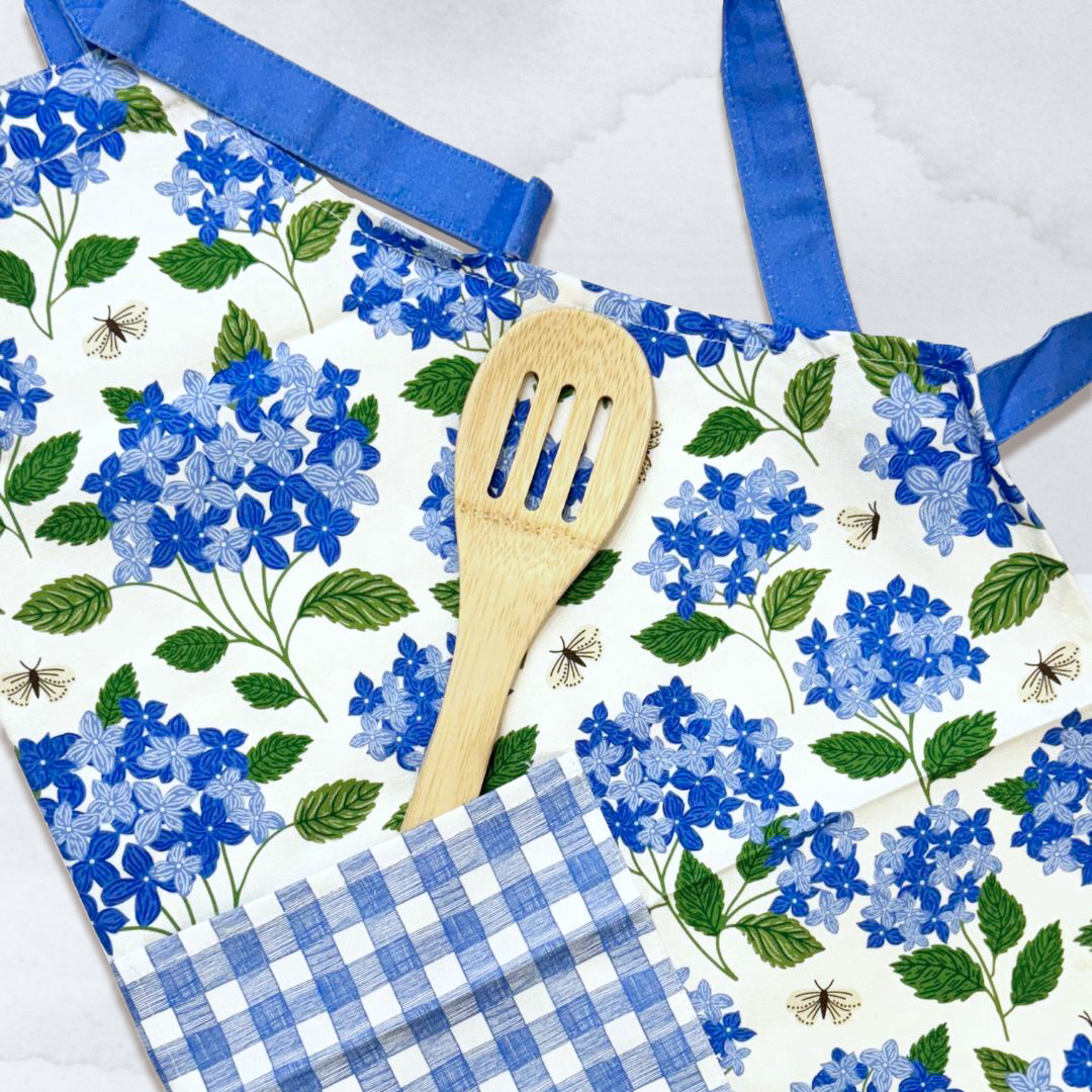 Hydrangea Apron and Tea Towel Gift Set