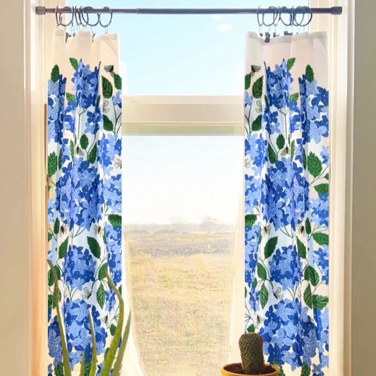 Blue Hydrangea Cafe Curtains