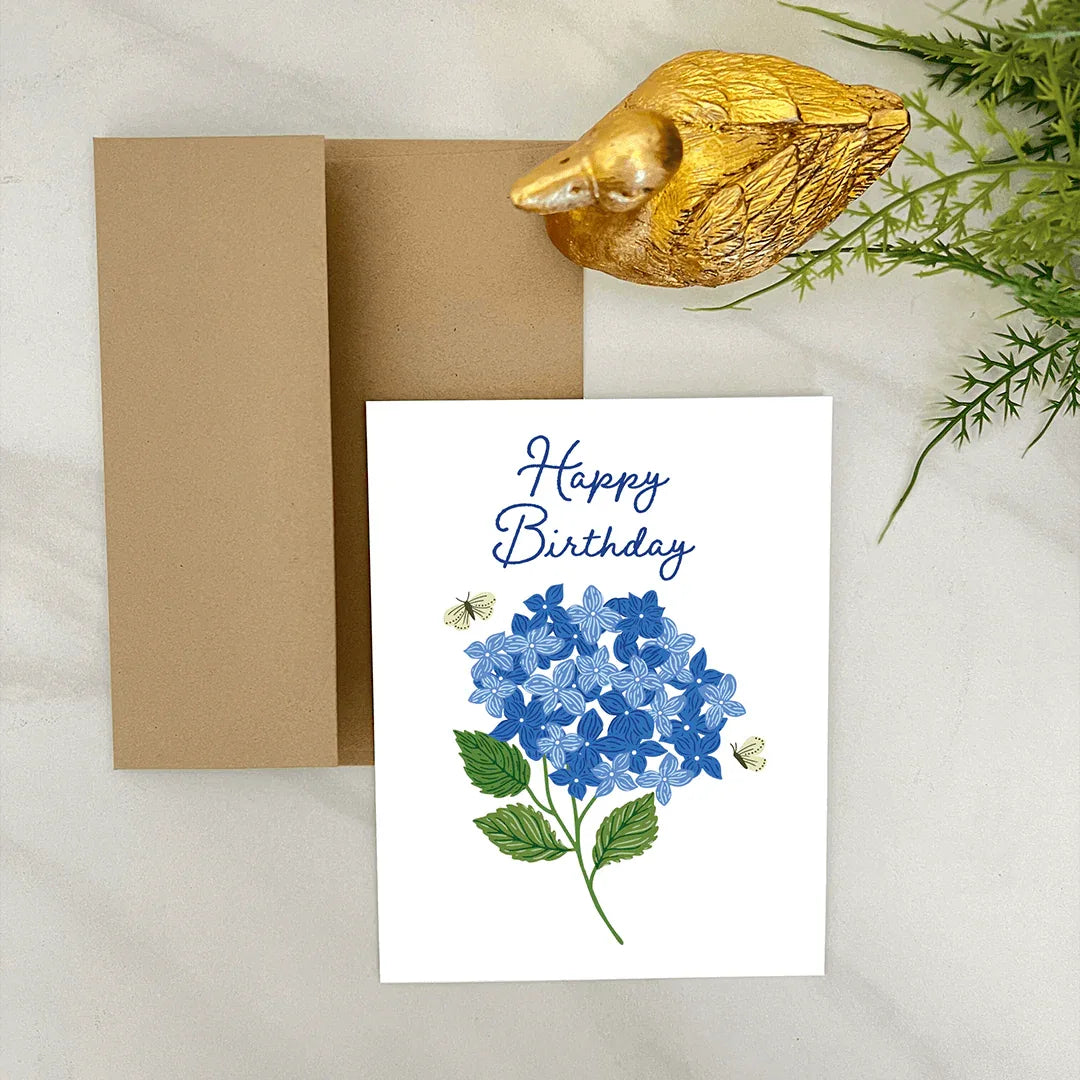 Happy Hydrangea Hydrangea Happy Birthday Card | Hand-Illustrated – Gingiber