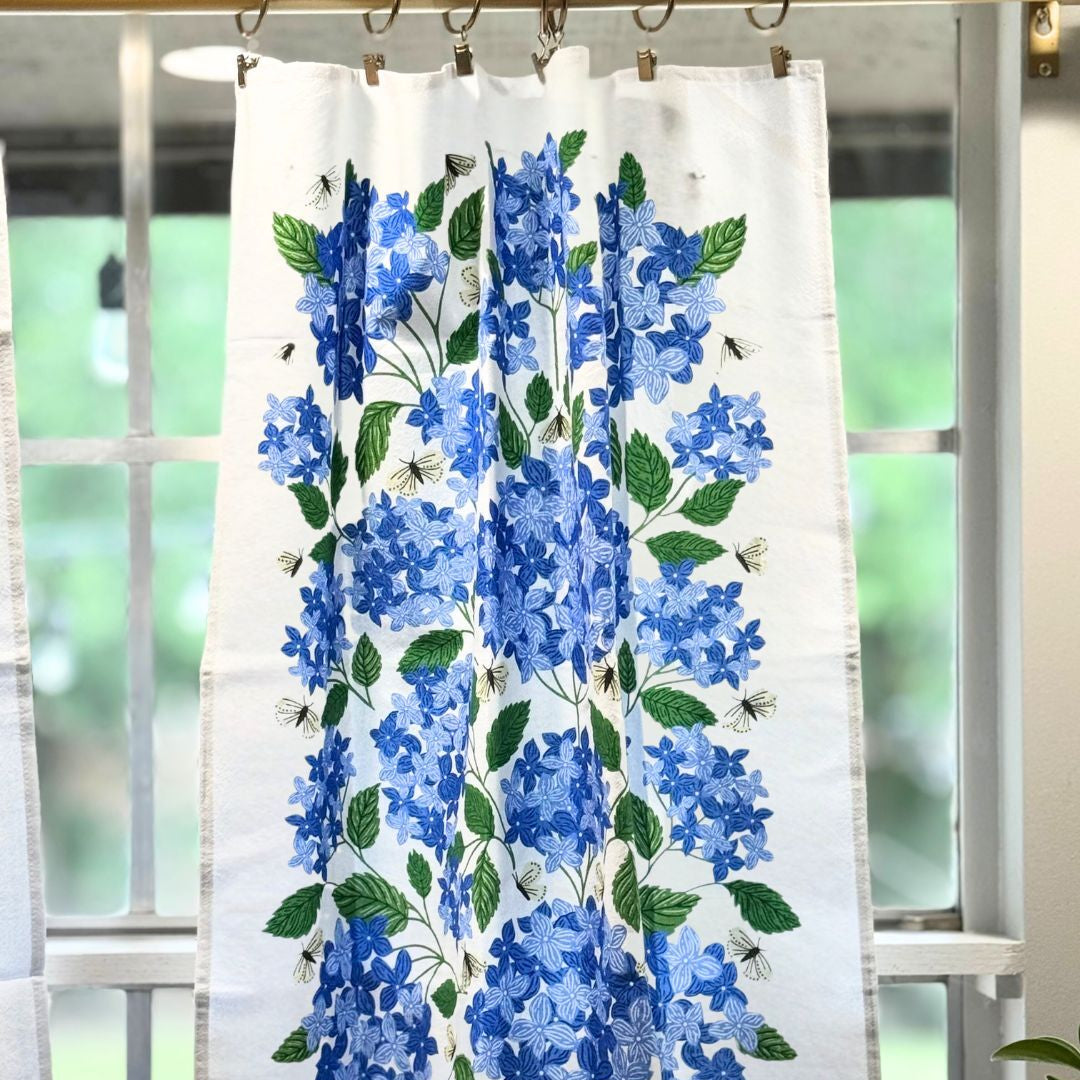 Blue Hydrangea Cafe Curtains