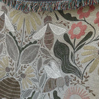 Blanket - woven throw featuring multicolored bee and beehive illustrations