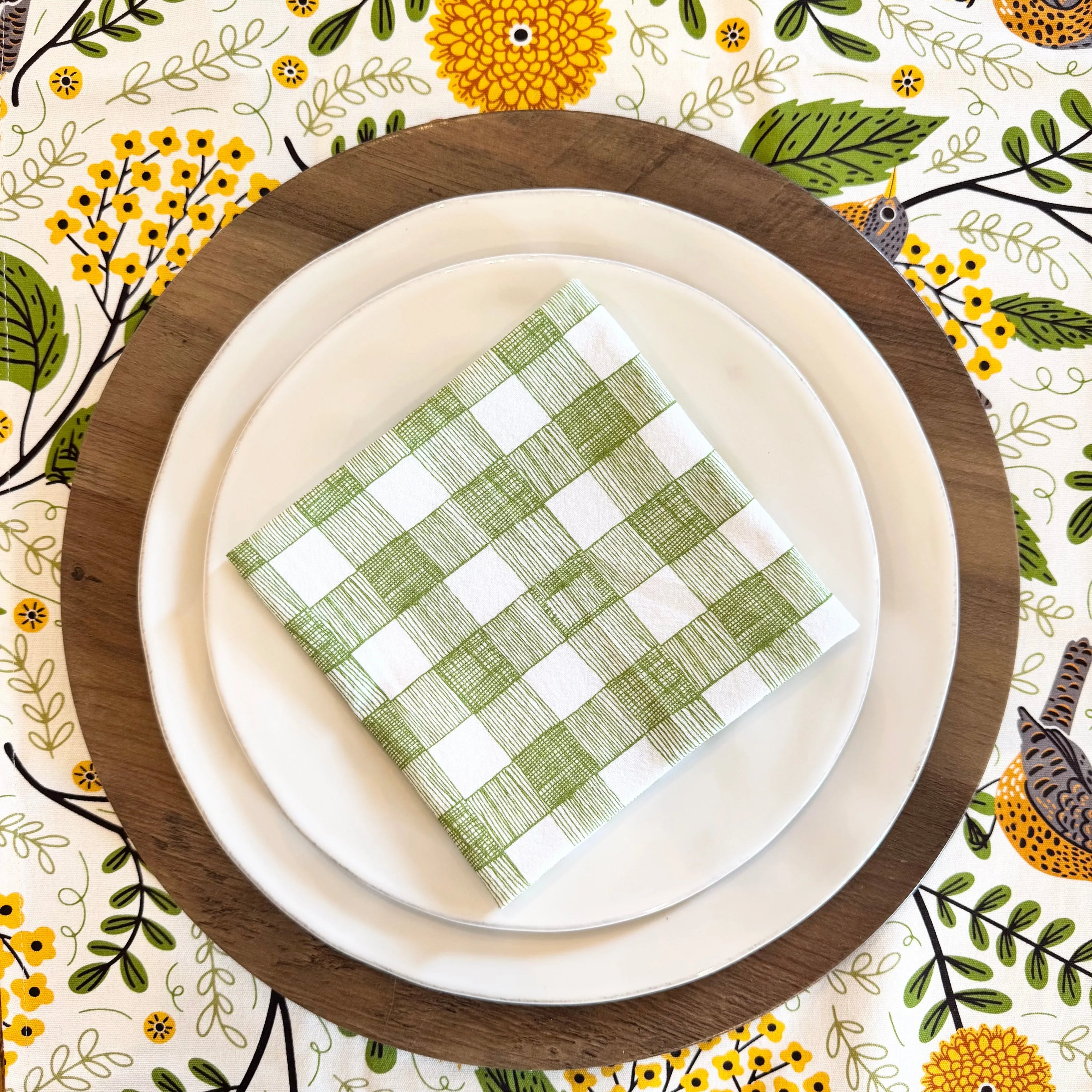 Green Gingham Cloth Napkins - Gingiber