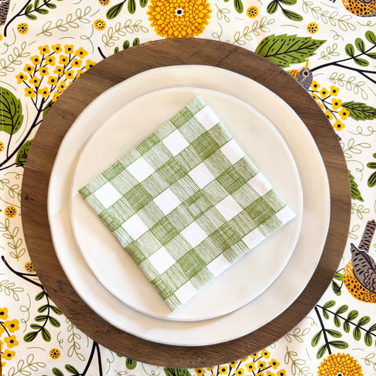 Green Gingham Cloth Napkins