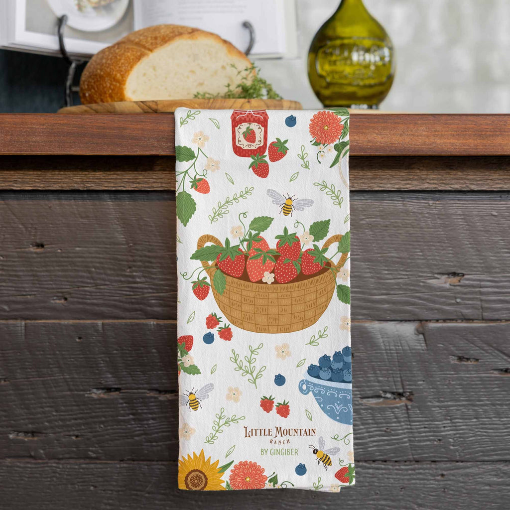 Summer Berry Garden Tea Towel