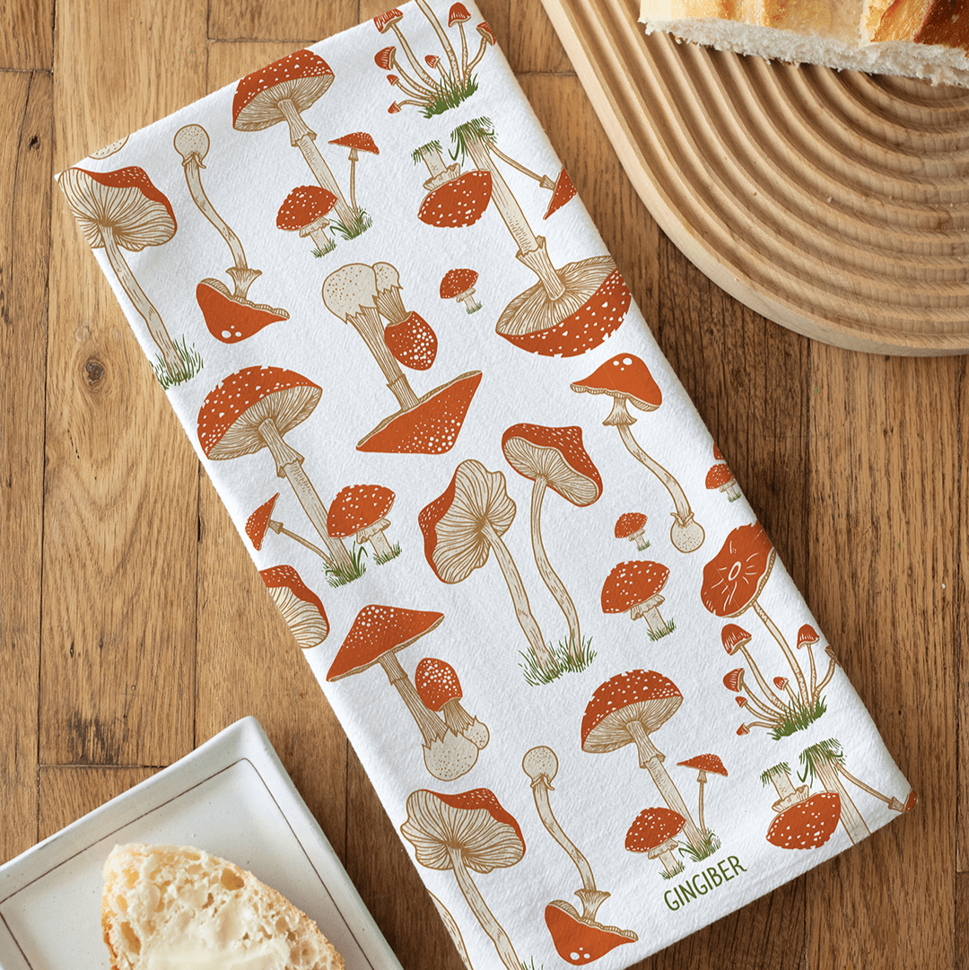 Enchanted Toadstools Tea Towel