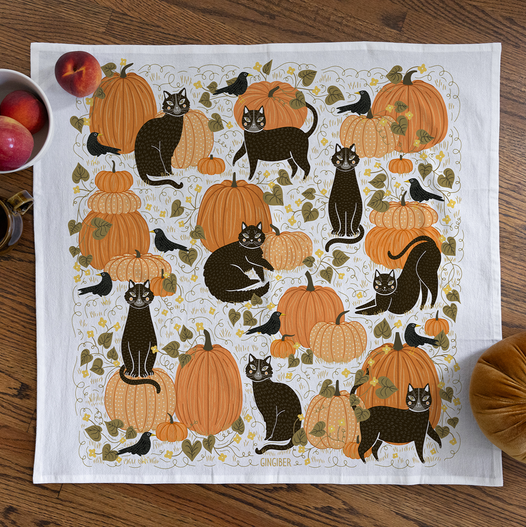 Limited Time Pumpkins & Cats Tea Towel