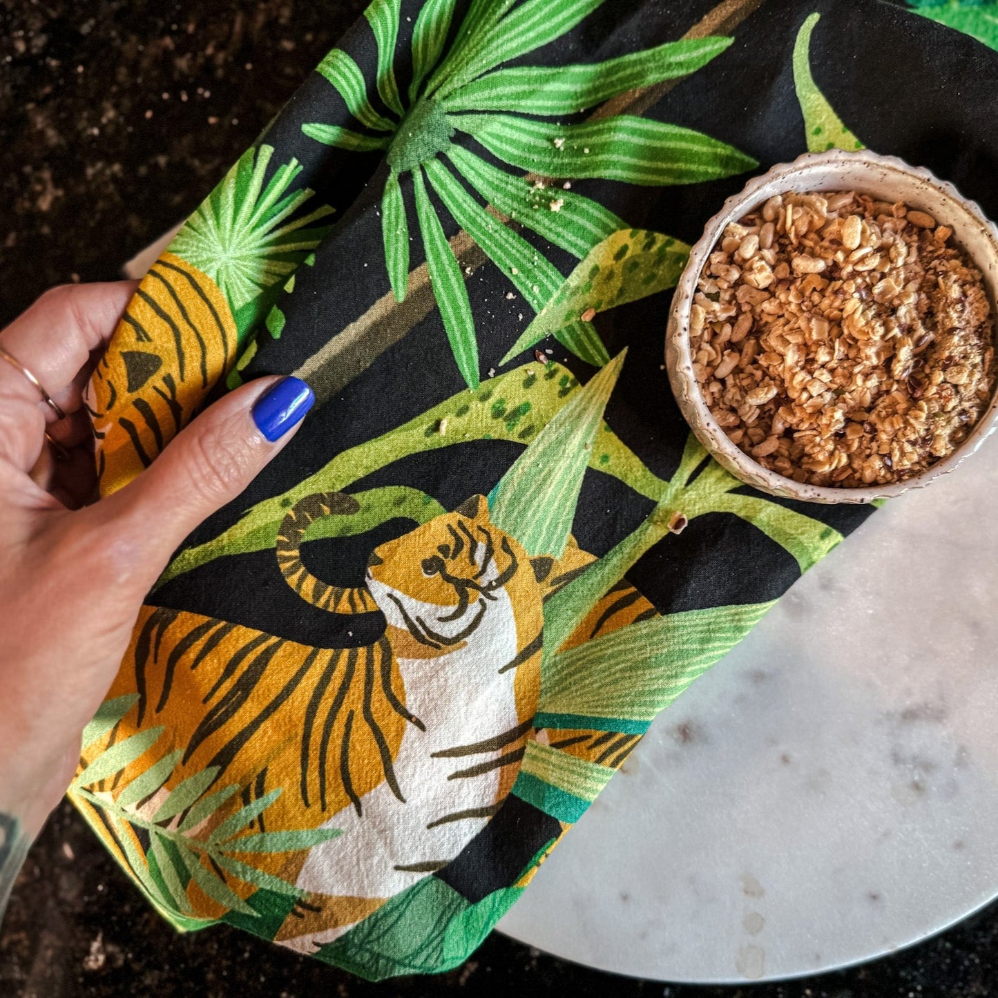 Jungle Tigers Tea Towel by Peggy Dean