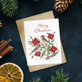 Poinsettia & Pine Card