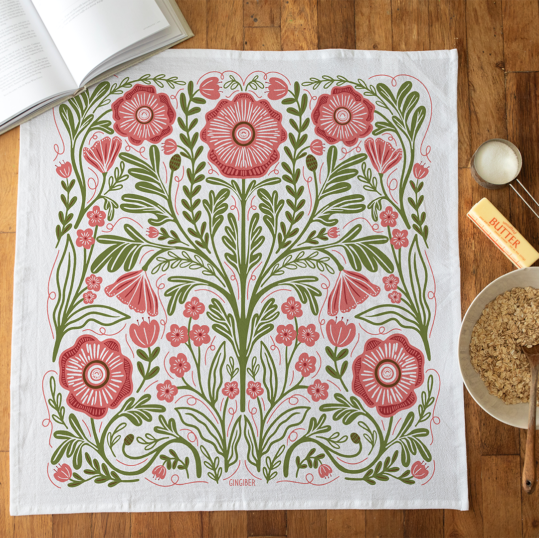 NEW Poppy in Pink Tea Towel- Limited Run!