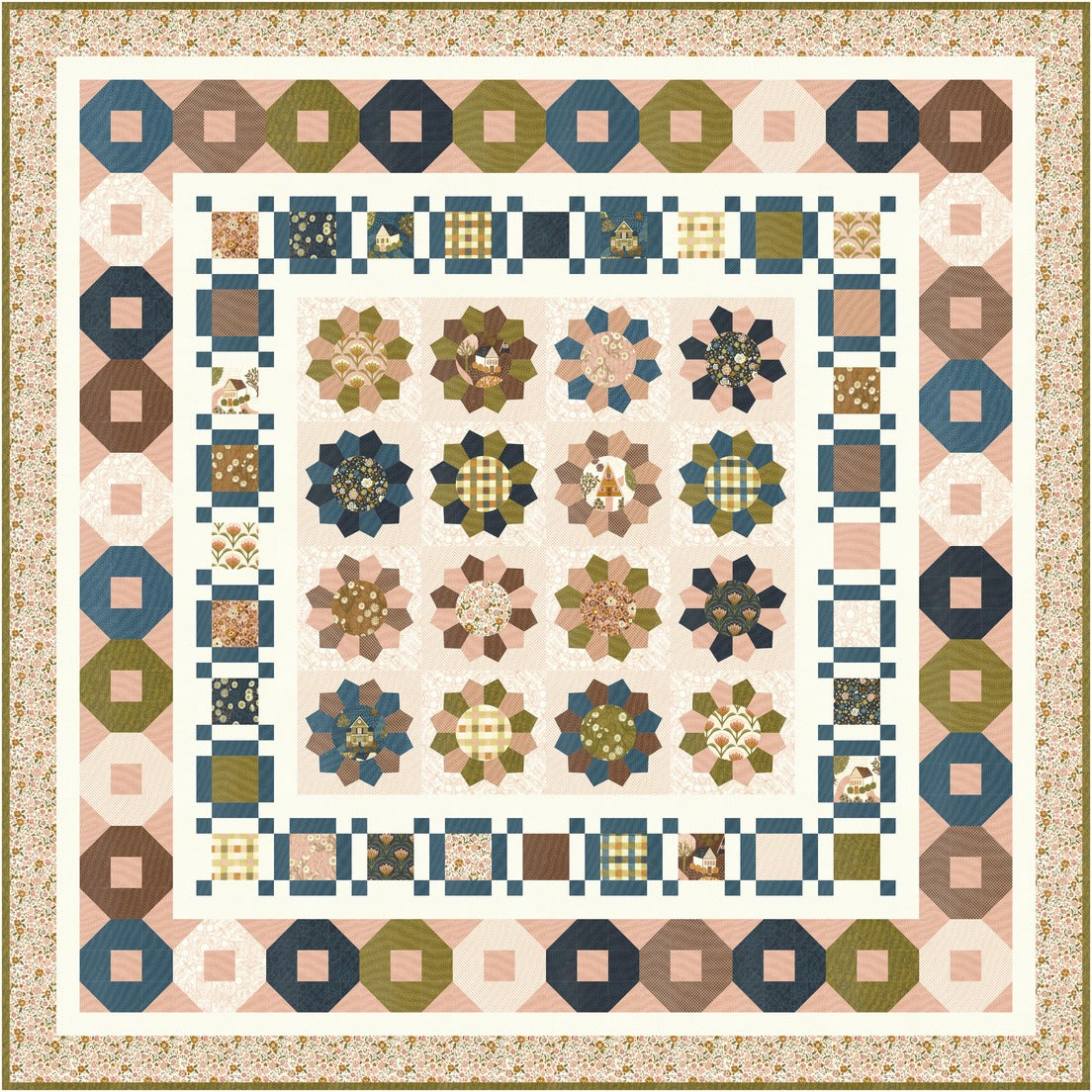 Conferring with the Flowers Quilt Pattern - PDF