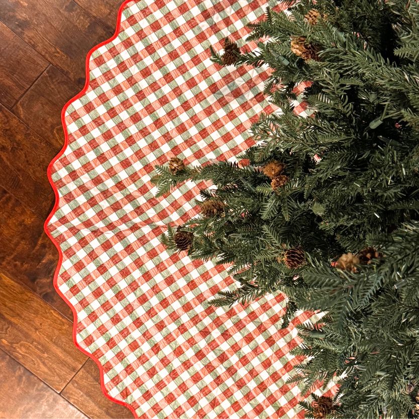 Poinsettia & Pine Tree Skirt