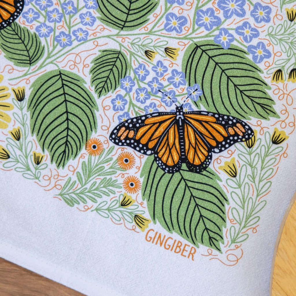Multicolor illustrated floral tea towel