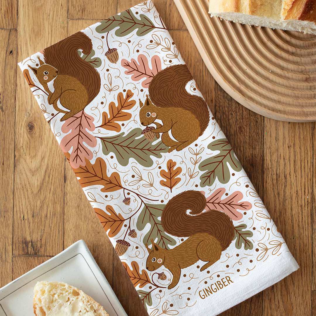 Squirrel Tea Towel