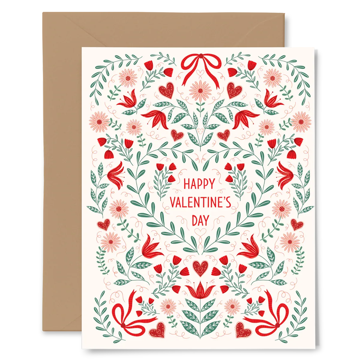 Sweetheart Card - hand-illustrated Gingiber greeting card for Valentine’s Day with kraft envelope, USA design, blank inside