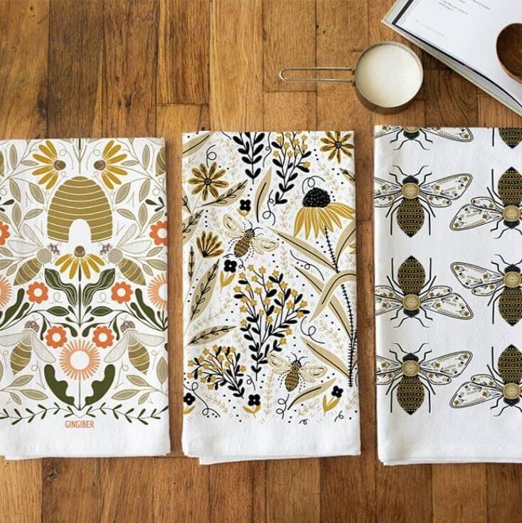 Three Bee Tea Towel Bundle - Gingiber