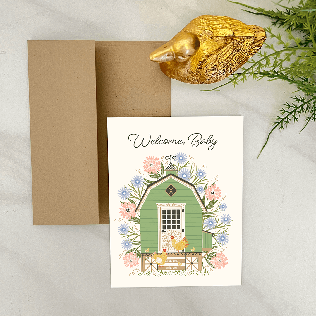 Welcome Baby Chicken Coop Card