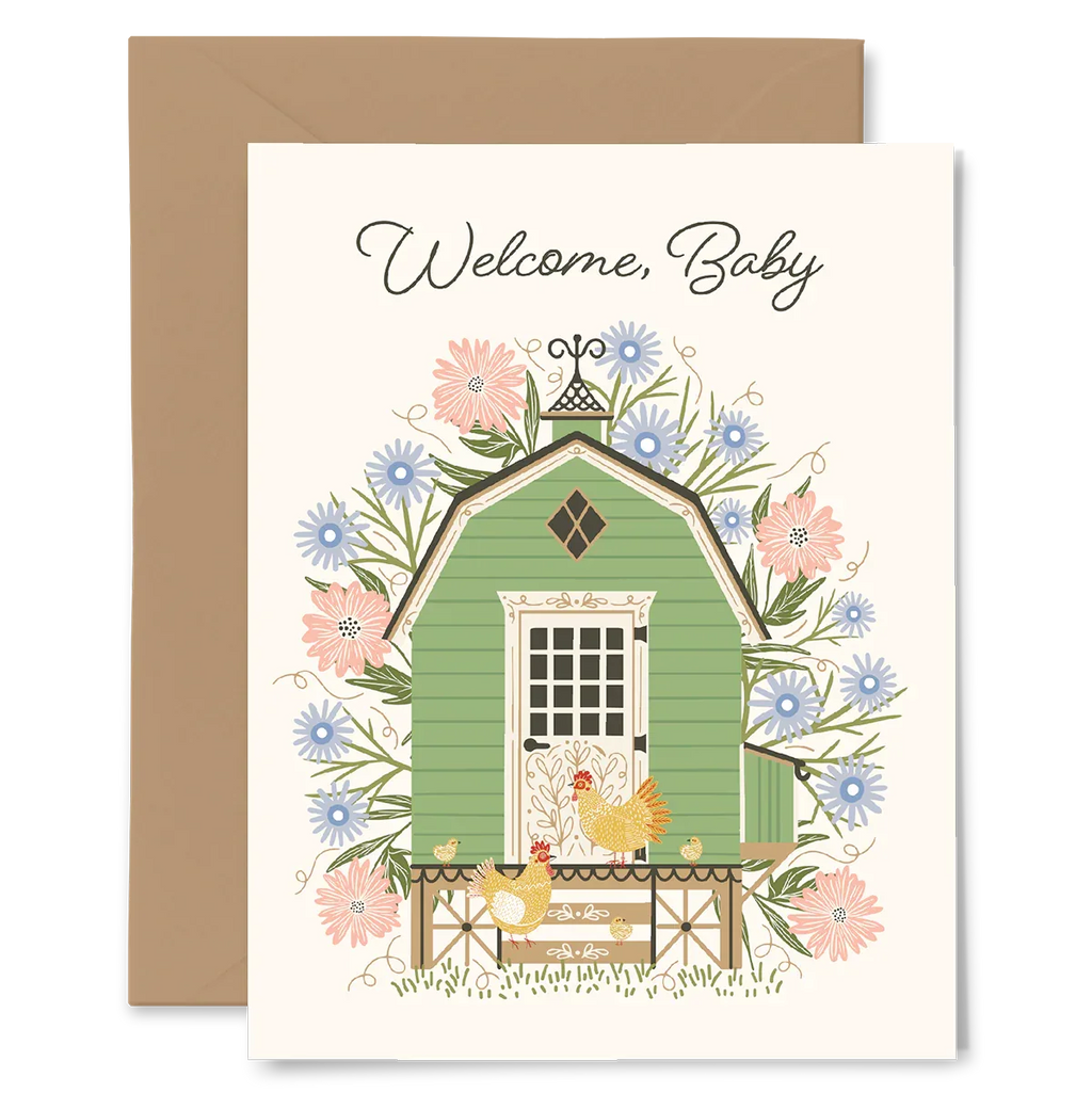 Welcome Baby Chicken Coop Card - Gingiber