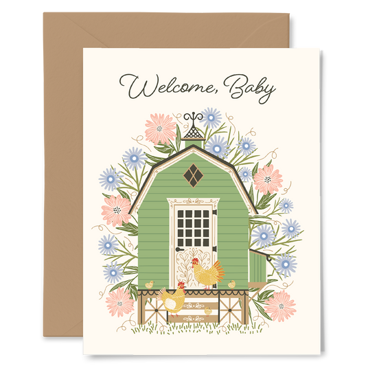 Welcome Baby Chicken Coop Card