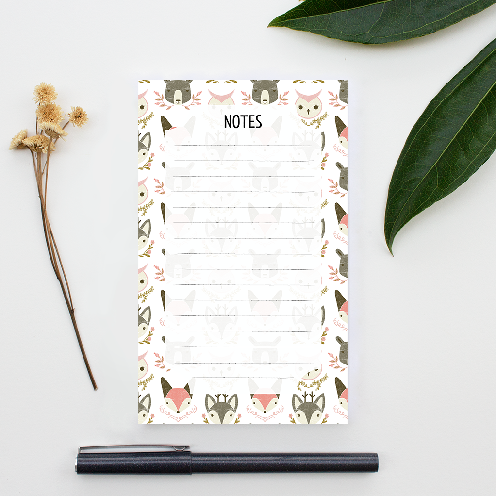 Woodland Creatures Notepad