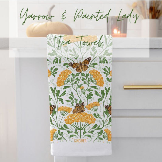 Yarrow & Painted Lady Tea Towel