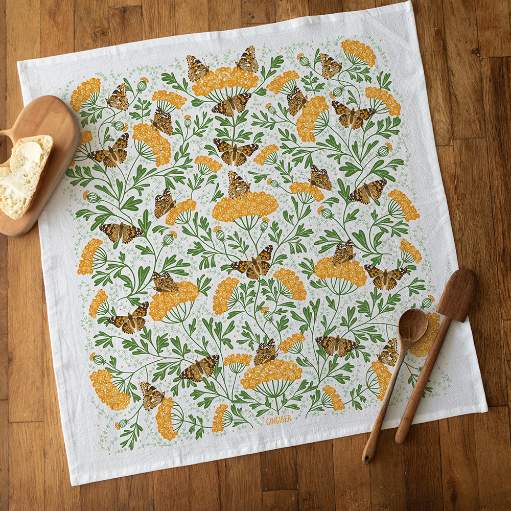 Yarrow & Painted Lady Tea Towel