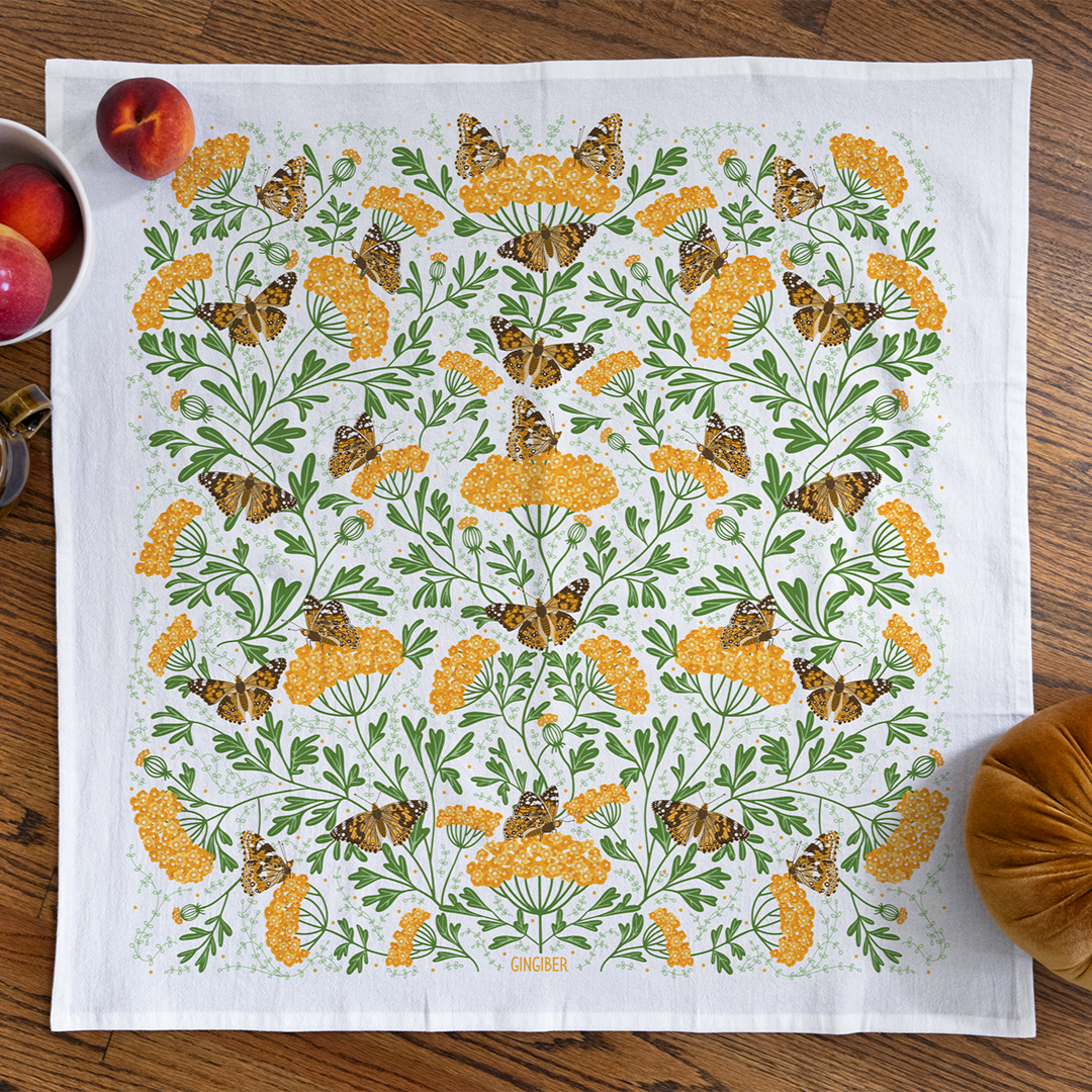 Yarrow & Painted Lady Tea Towel
