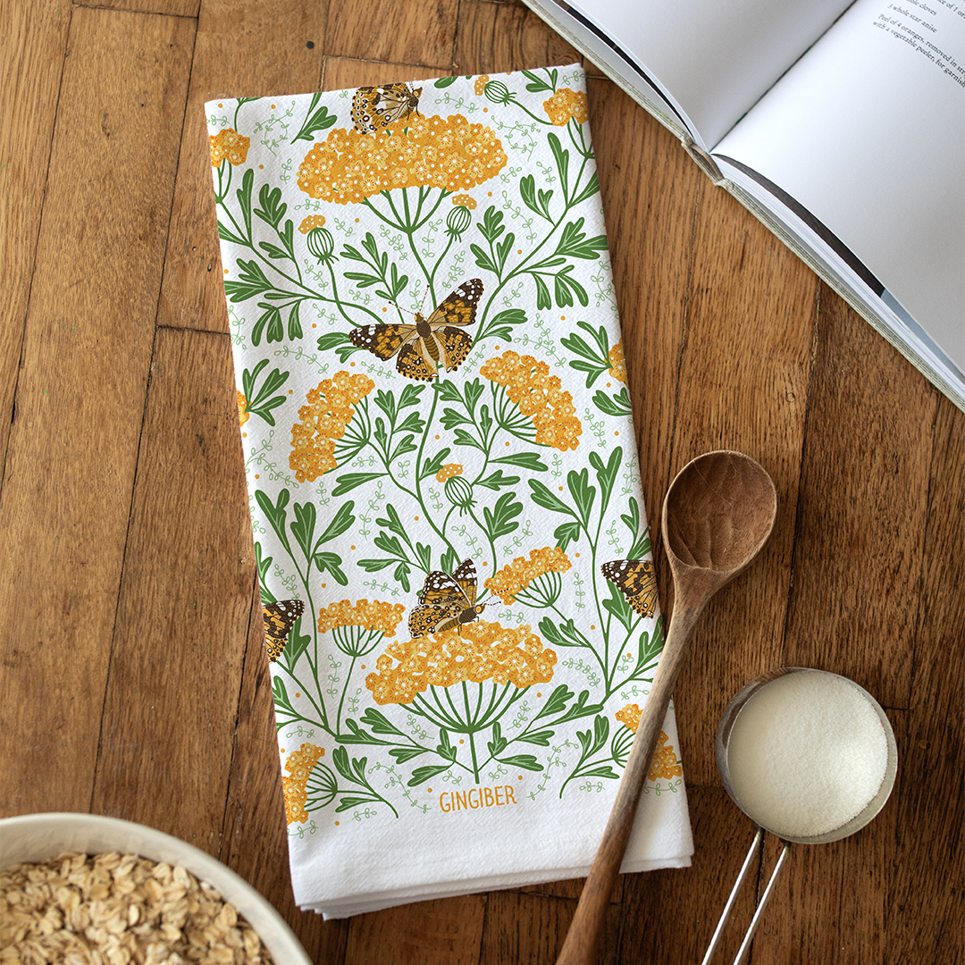 Yarrow & Painted Lady Tea Towel
