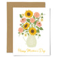 Greeting card with sunflowers and 'Happy Mother's Day' text on a white background