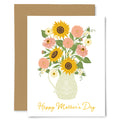Greeting card with sunflowers and 'Happy Mother's Day' text on a white background