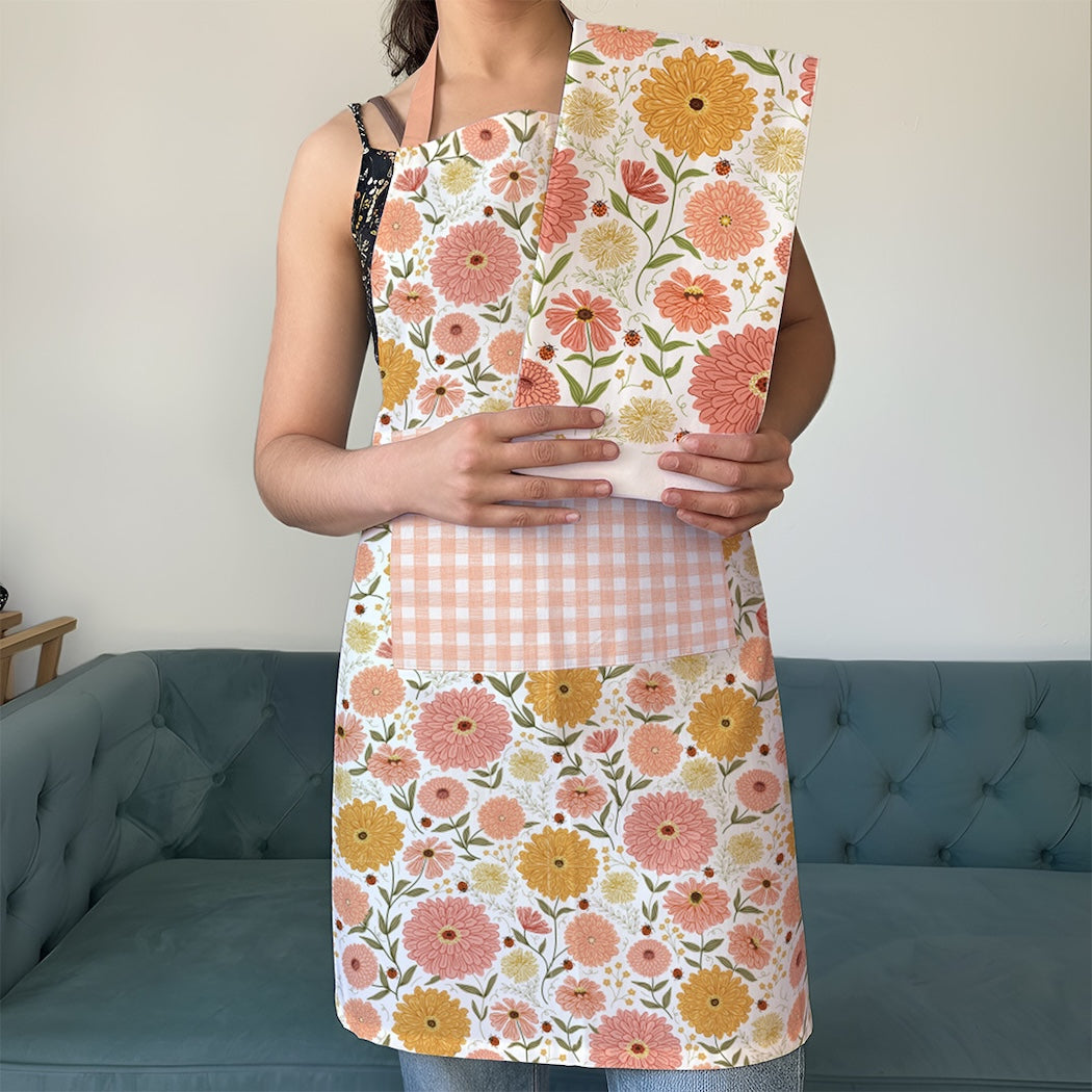 Zinnia Apron and Tea Towel Bundle