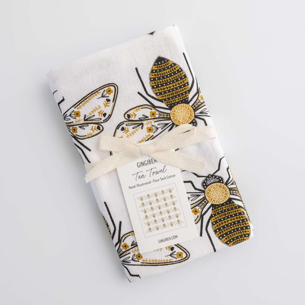 tea towels with illustrated bees