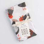 tea towel with illustrated chickens
