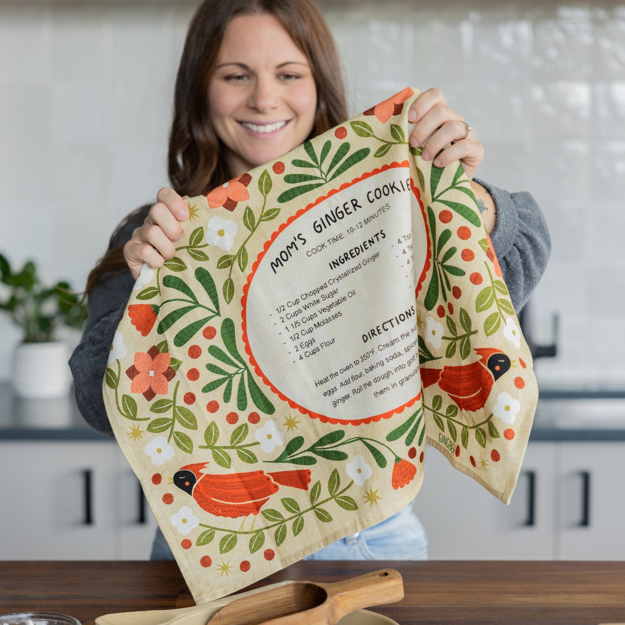 Ginger Cookies Recipe Tea Towel