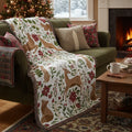 Blanket - woven throw featuring winter and forest animal illustrations on light background