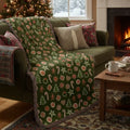 Christmas Cookies Blanket - woven throw with green background and cookie illustrations