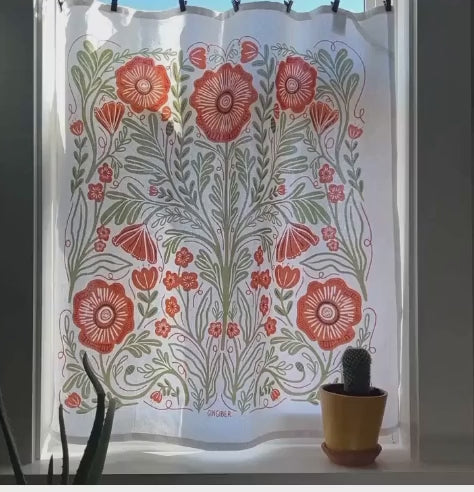 set of two tea towels with floral illustrations